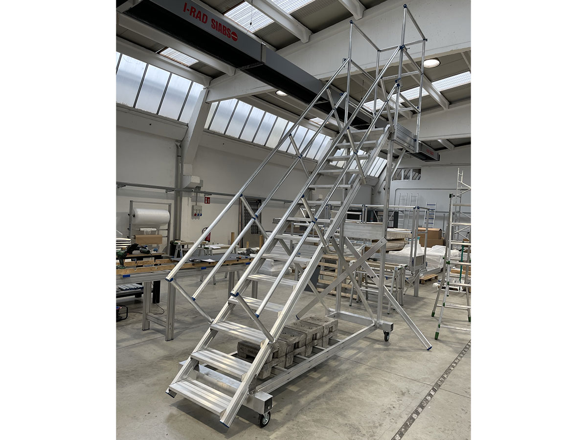 Cantilevered ladder with platform.